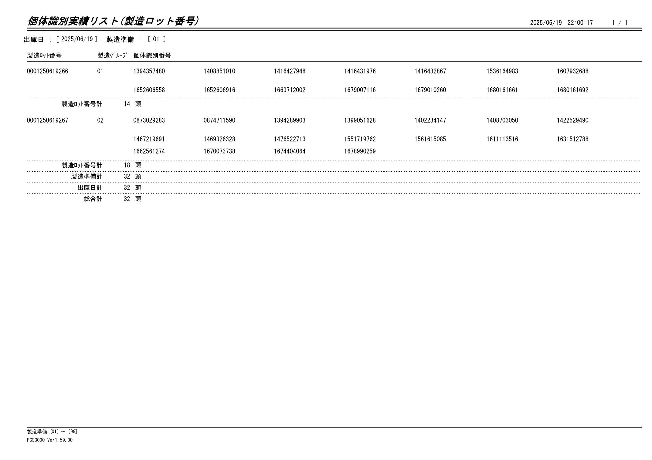 20250620 個体識別実績リスト(製造ロット番号)画像