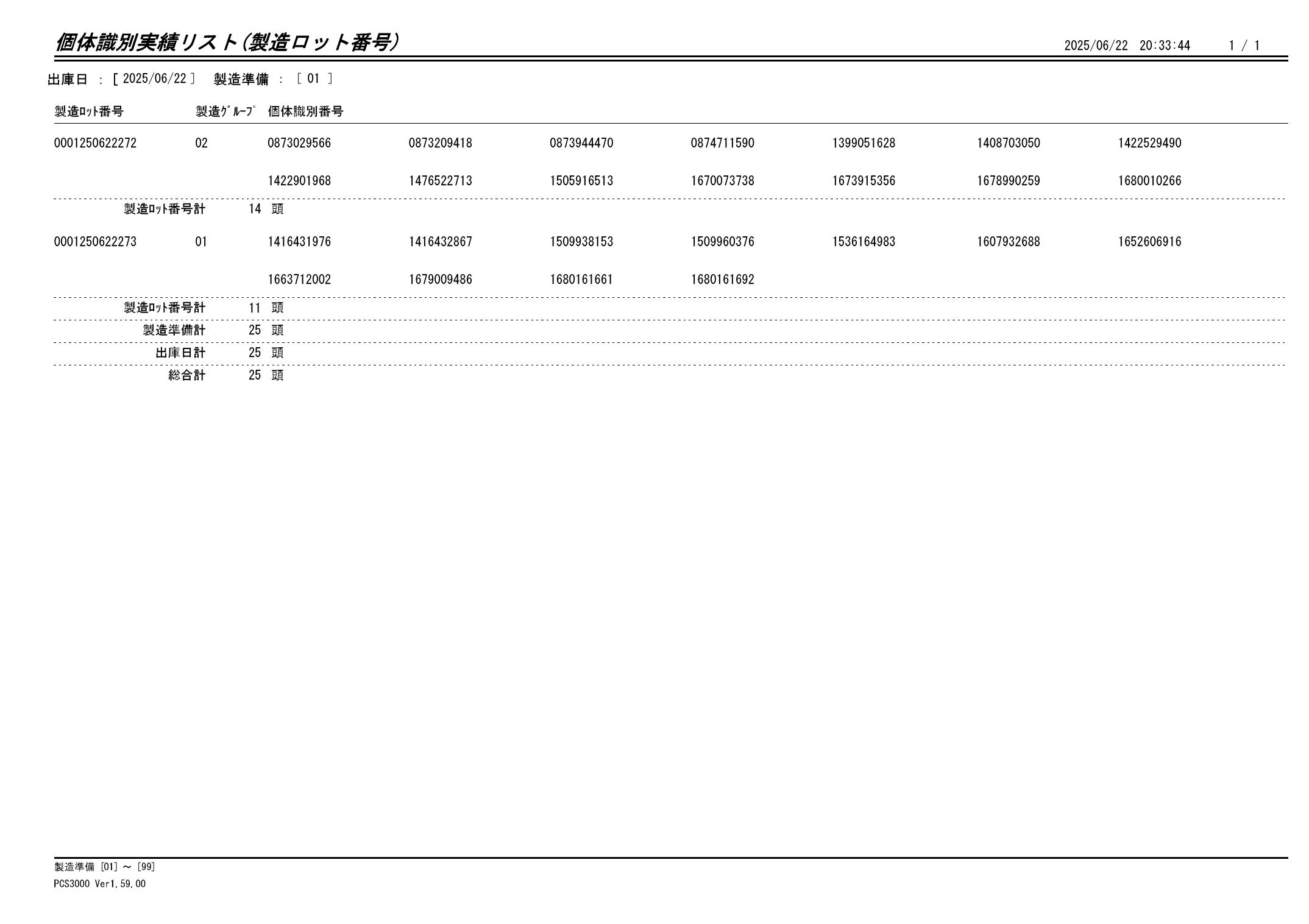 20250623 個体識別実績リスト(製造ロット番号)画像