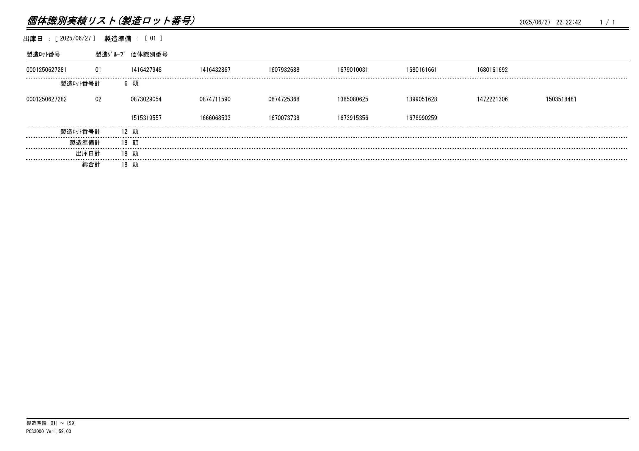 20250628 個体識別実績リスト(製造ロット番号)画像