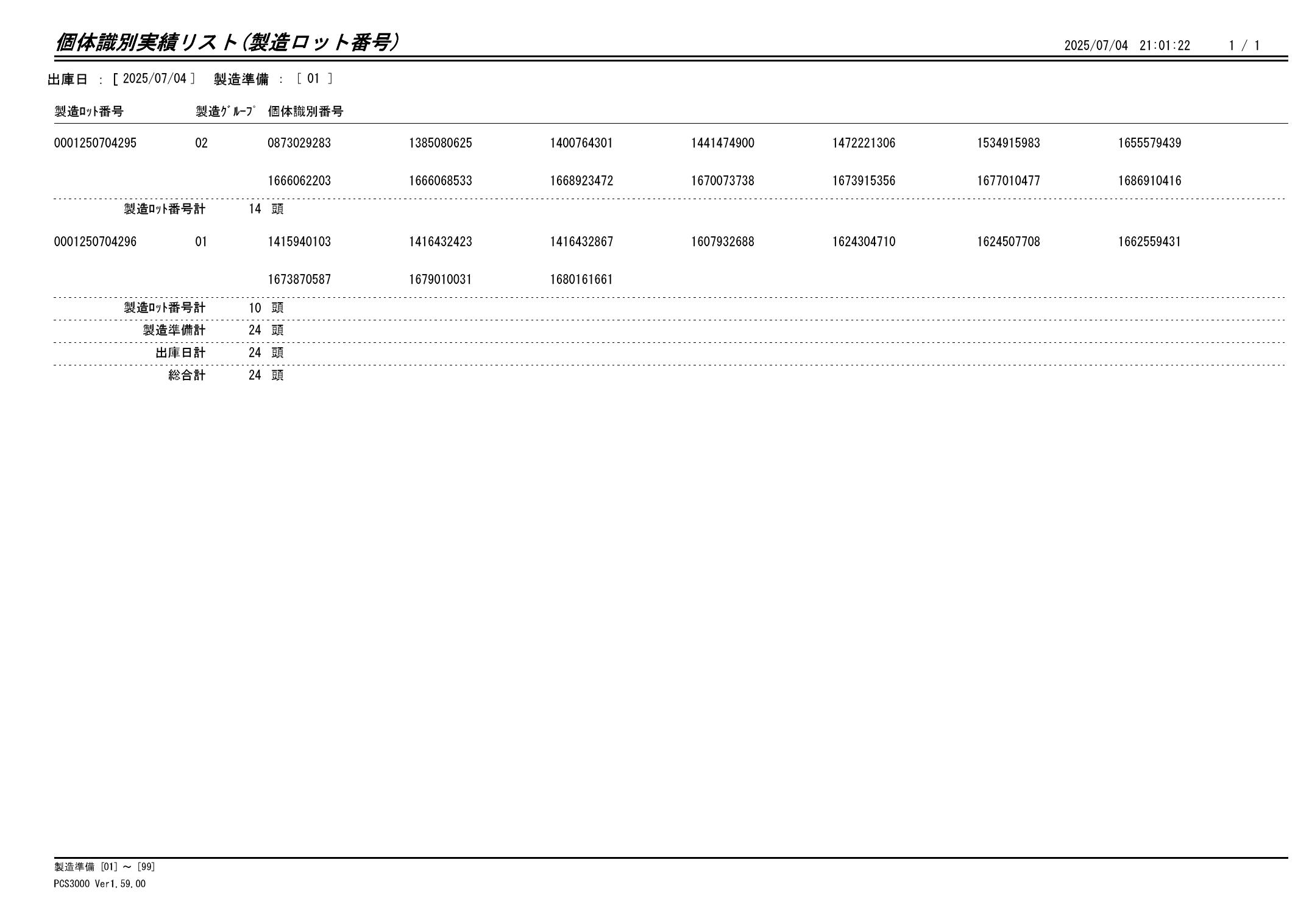 20250705 個体識別実績リスト(製造ロット番号)画像