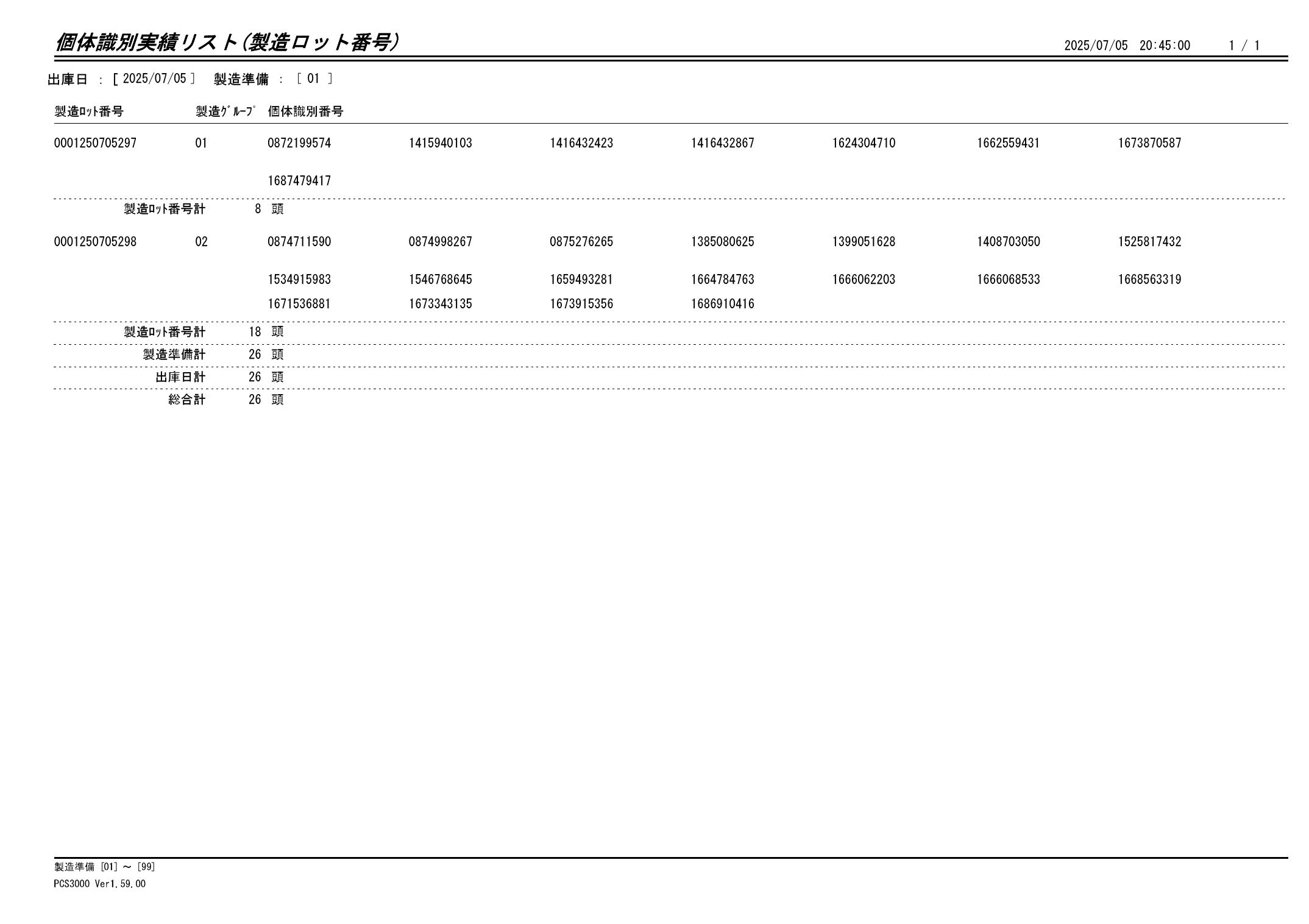 20250706 個体識別実績リスト(製造ロット番号)画像