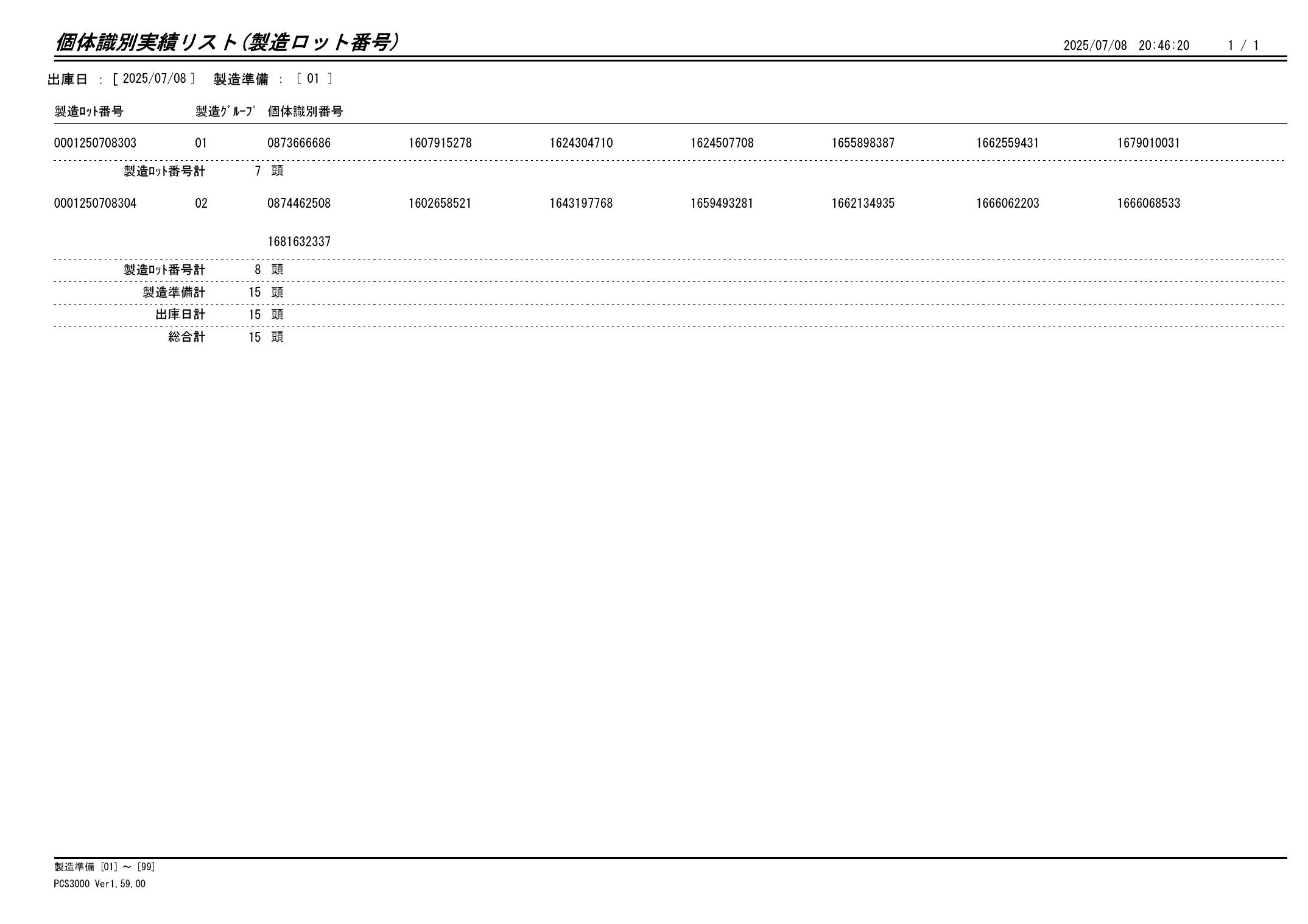 20250709 個体識別実績リスト(製造ロット番号)画像