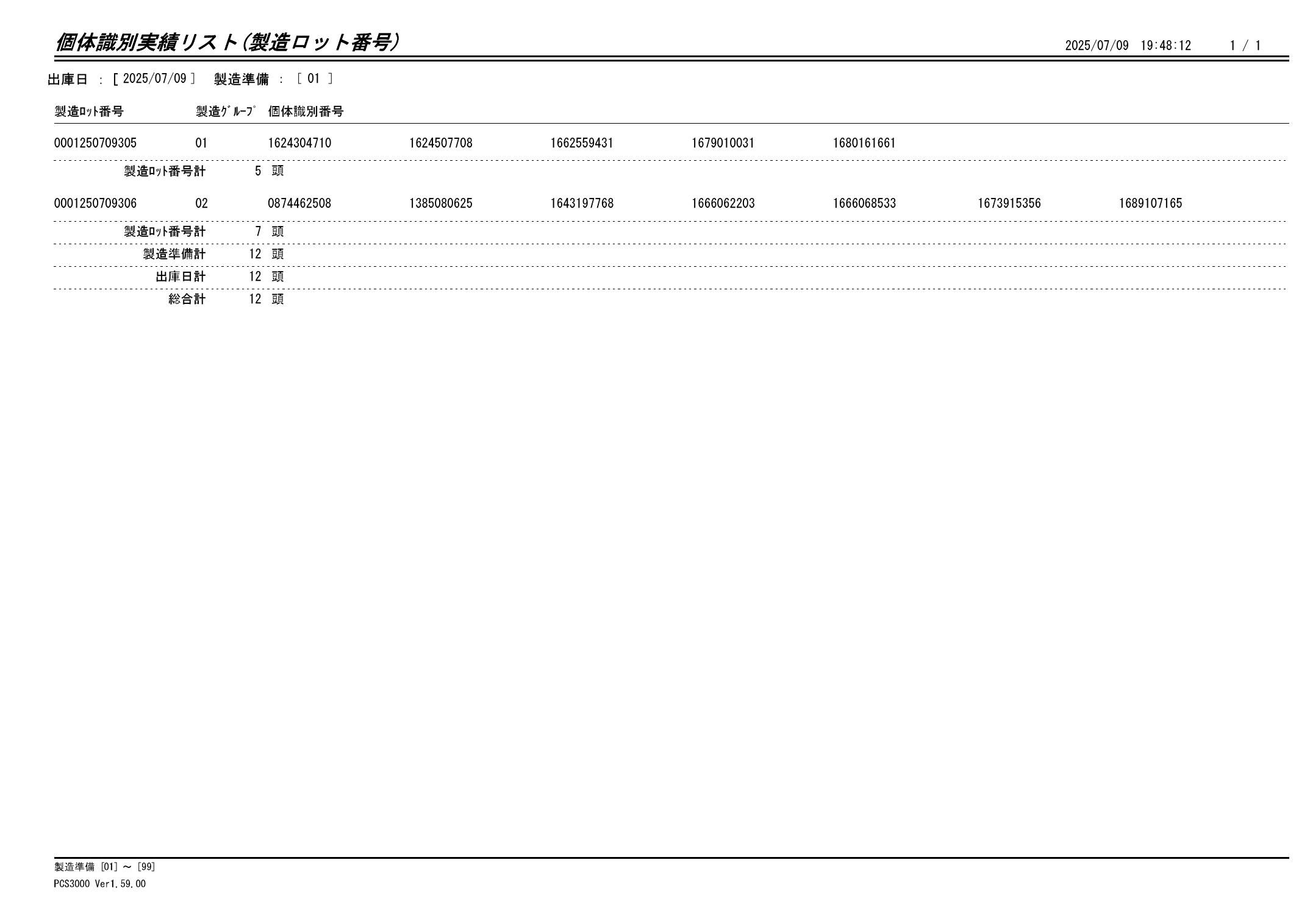 20250710 個体識別実績リスト(製造ロット番号)画像