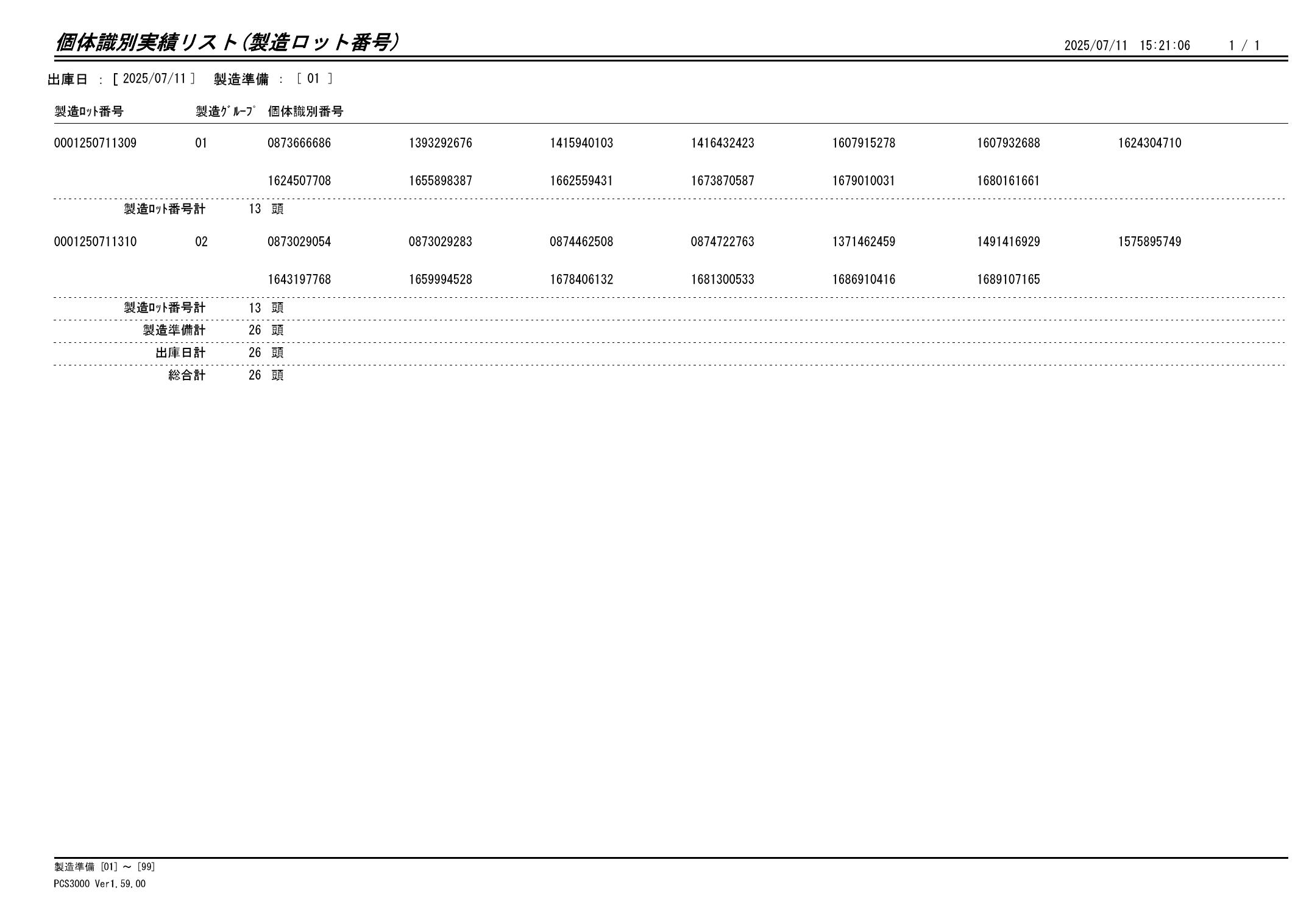 20250712(仮) 個体識別実績リスト(製造ロット番号)画像