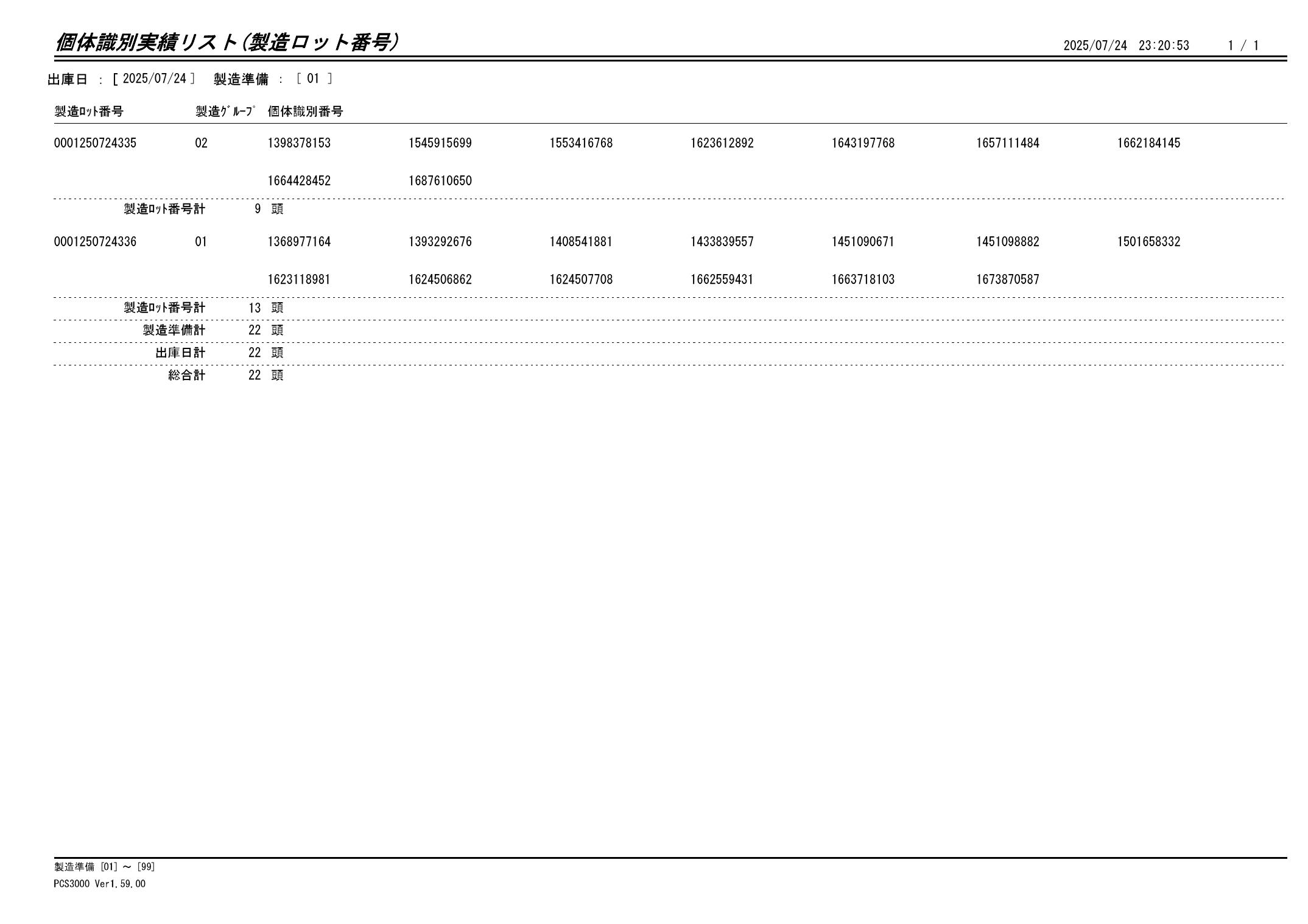 20250725 個体識別実績リスト(製造ロット番号)画像