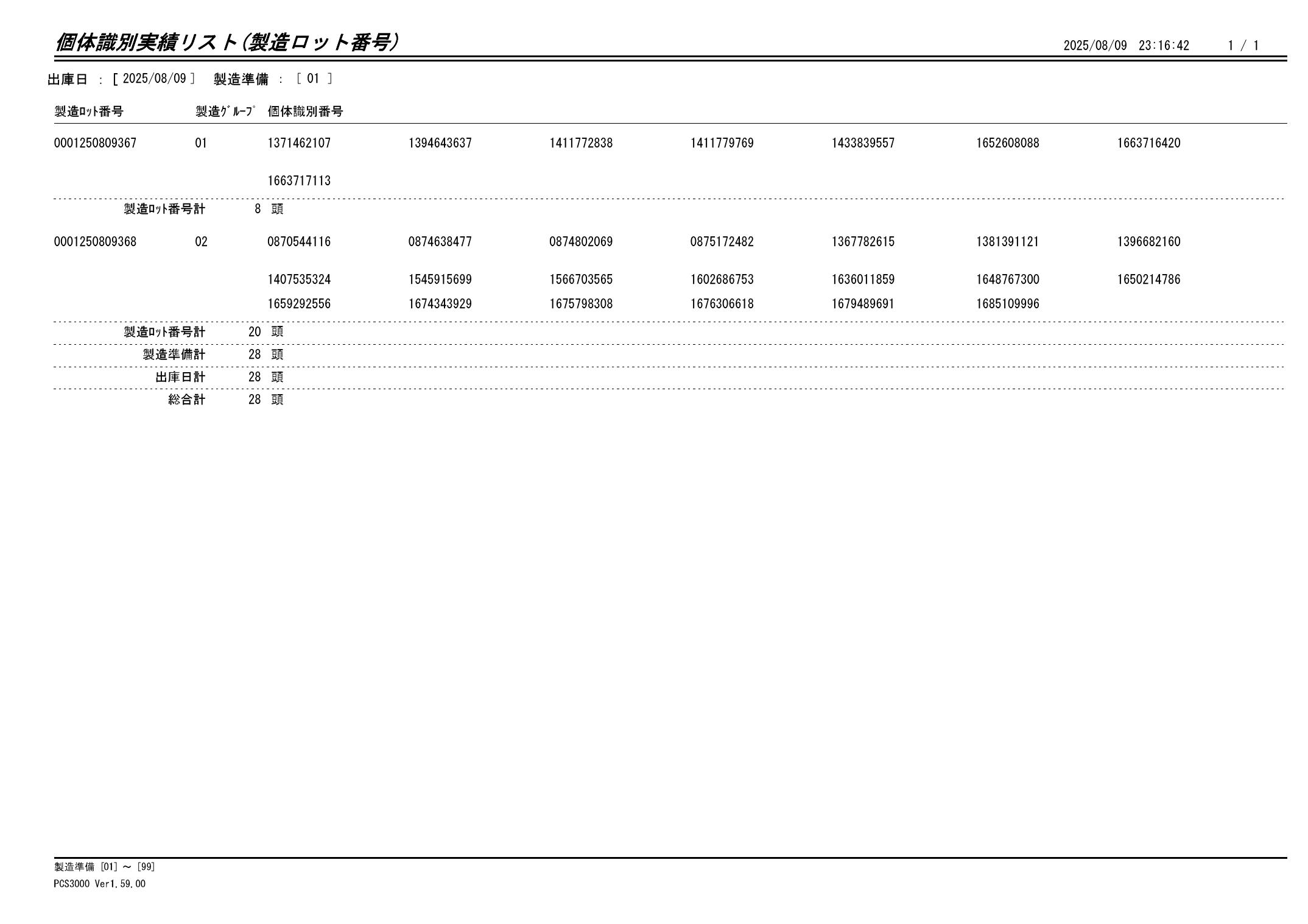 20250810 個体識別実績リスト(製造ロット番号)画像