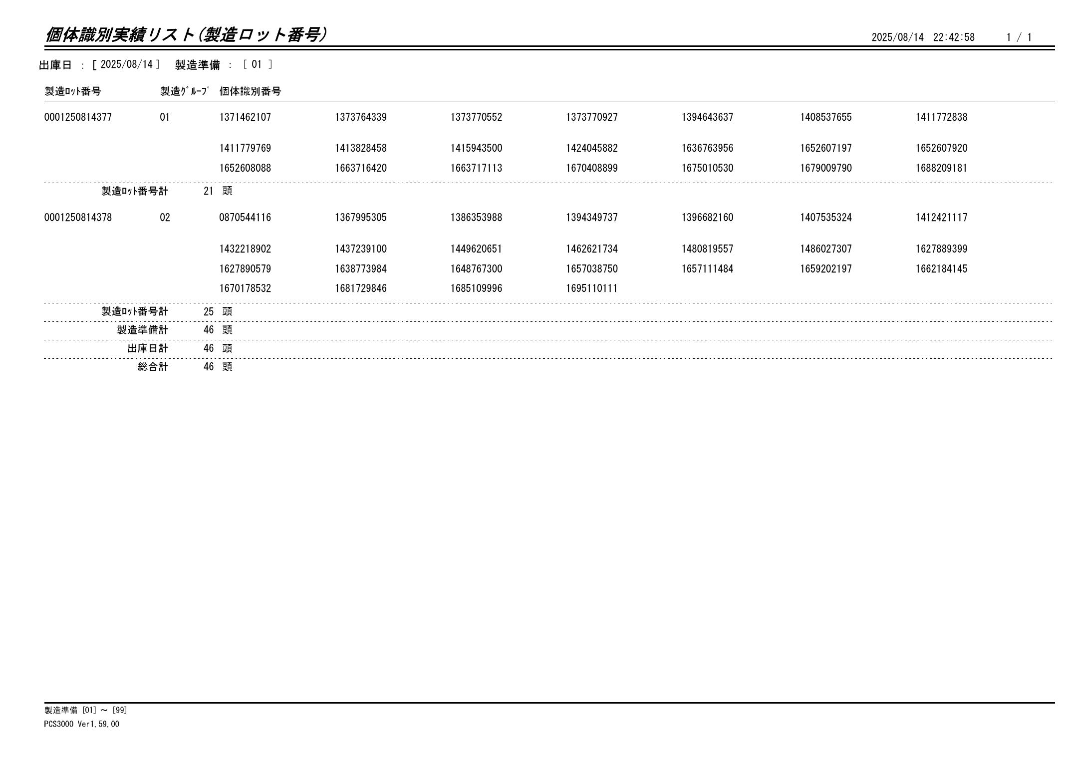 20250815 個体識別実績リスト(製造ロット番号)画像