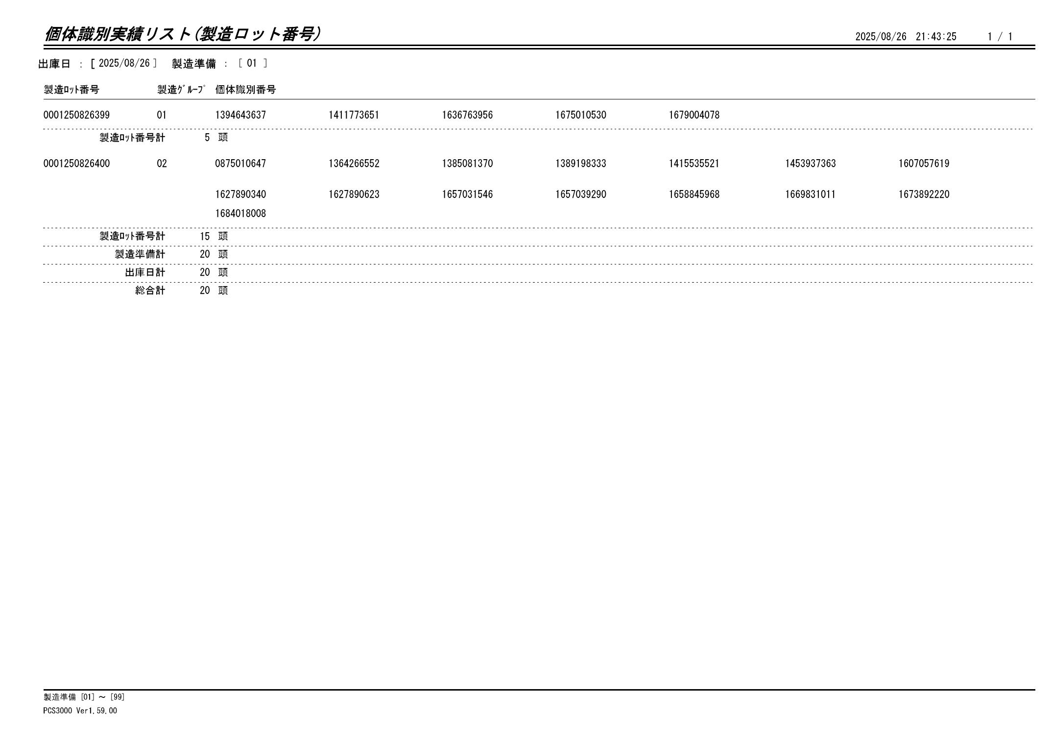 20250827 個体識別実績リスト(製造ロット番号)画像