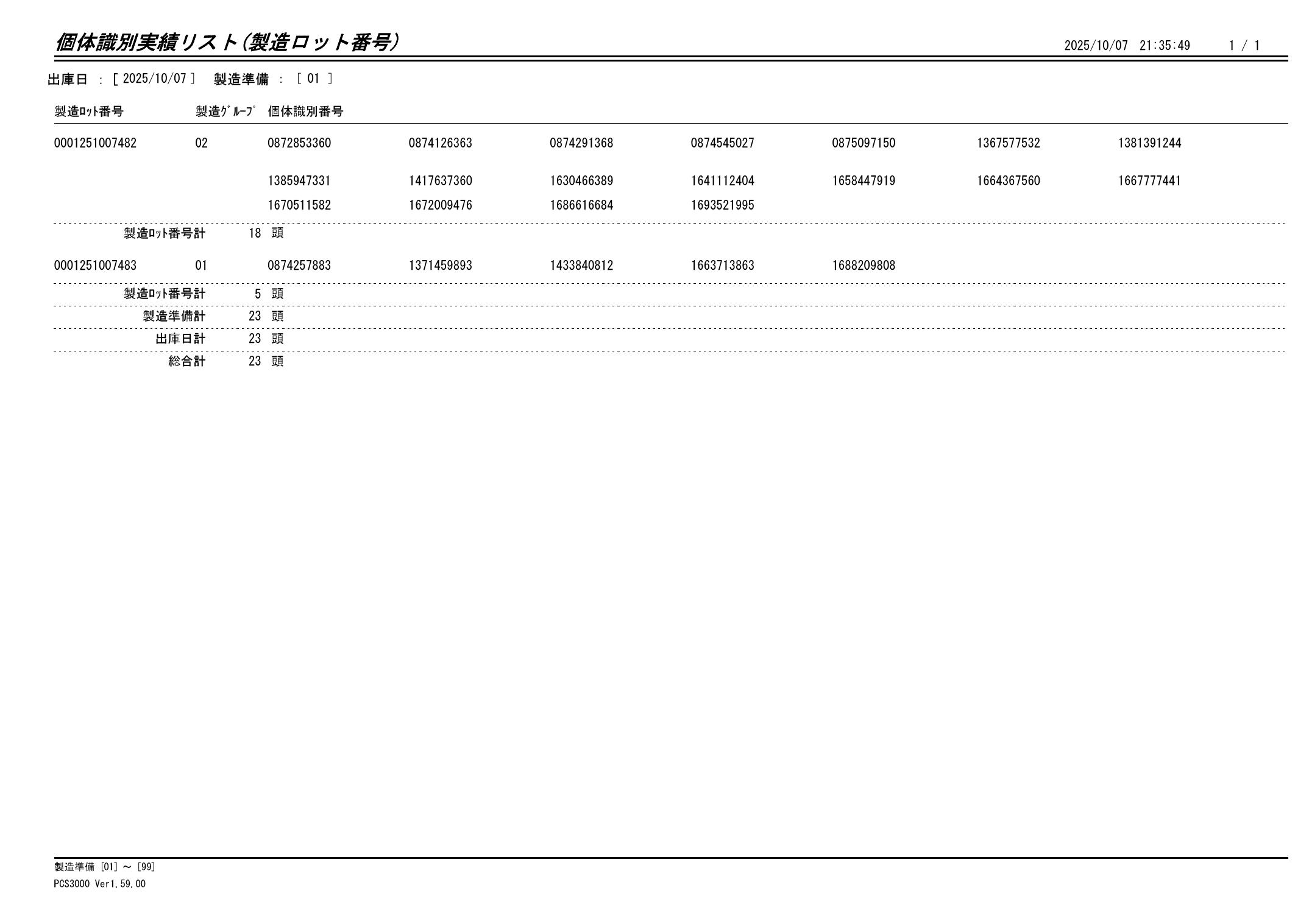 20251008 個体識別実績リスト（製造ロット番号）画像
