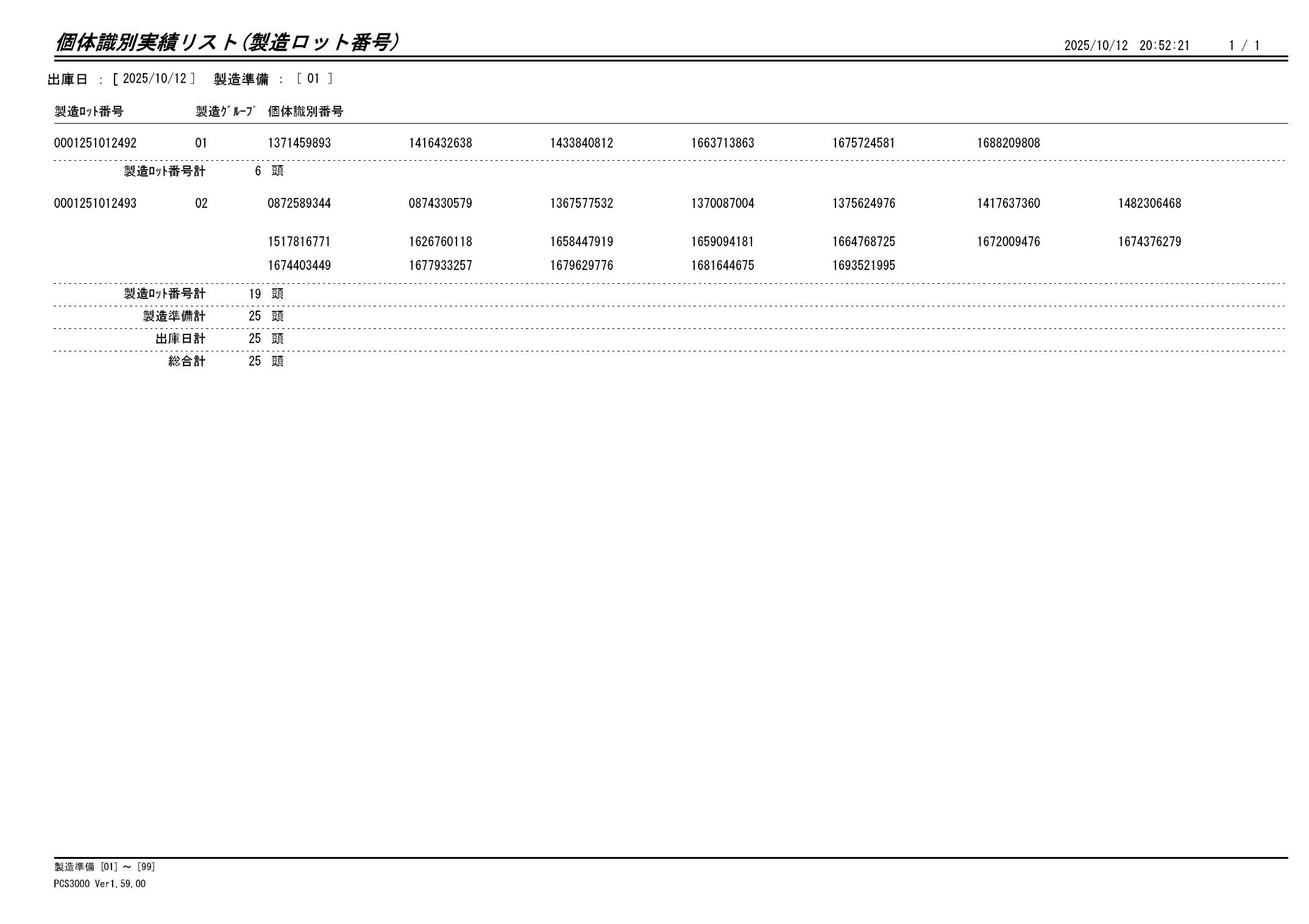 20251013 個体識別実績リスト（製造ロット番号）画像