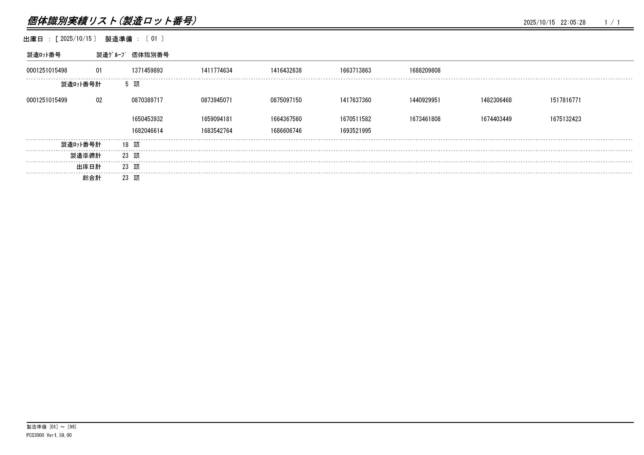 20251016 個体識別実績リスト（製造ロット番号）画像