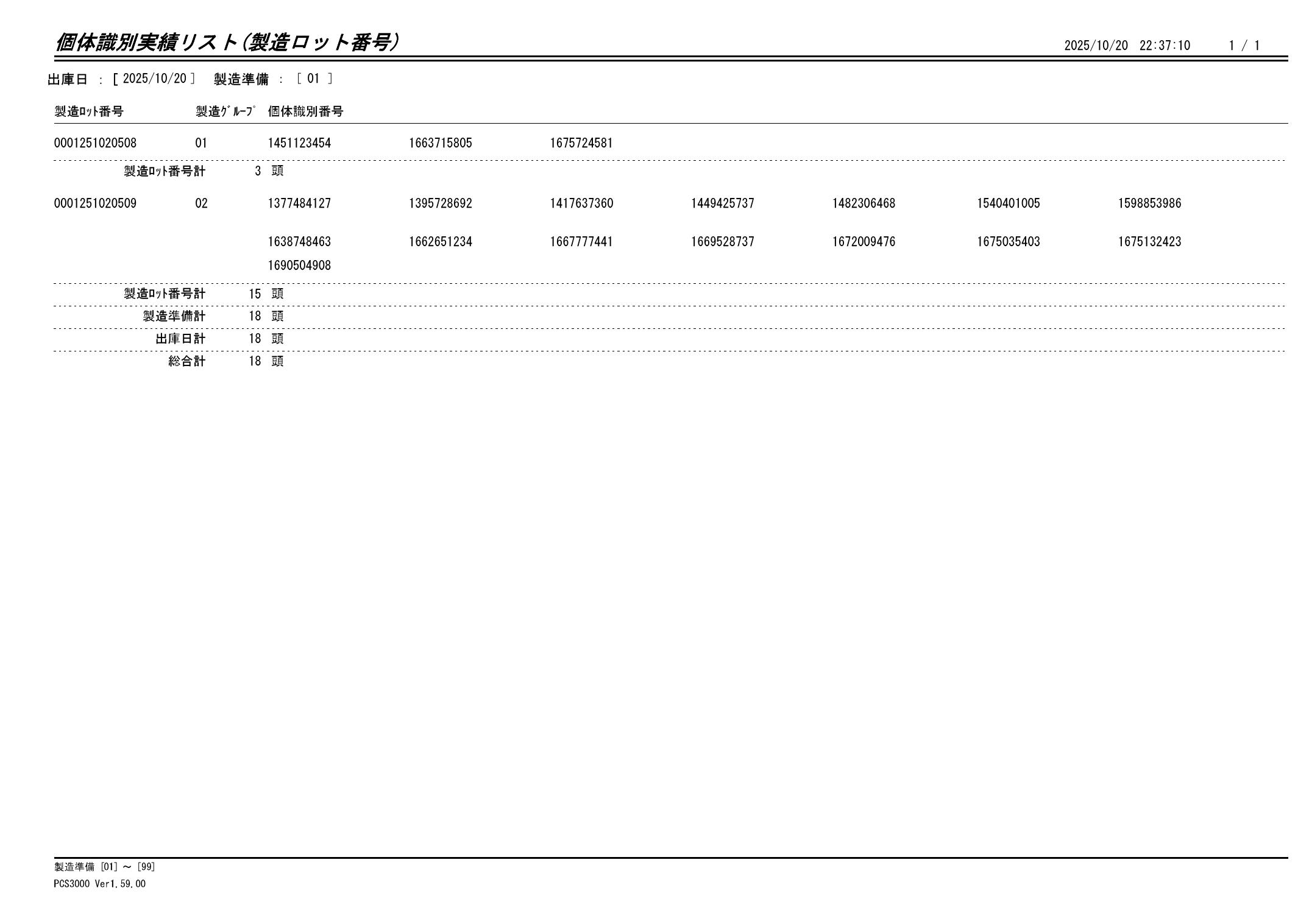 20251021 個体識別実績リスト（製造ロット番号）画像